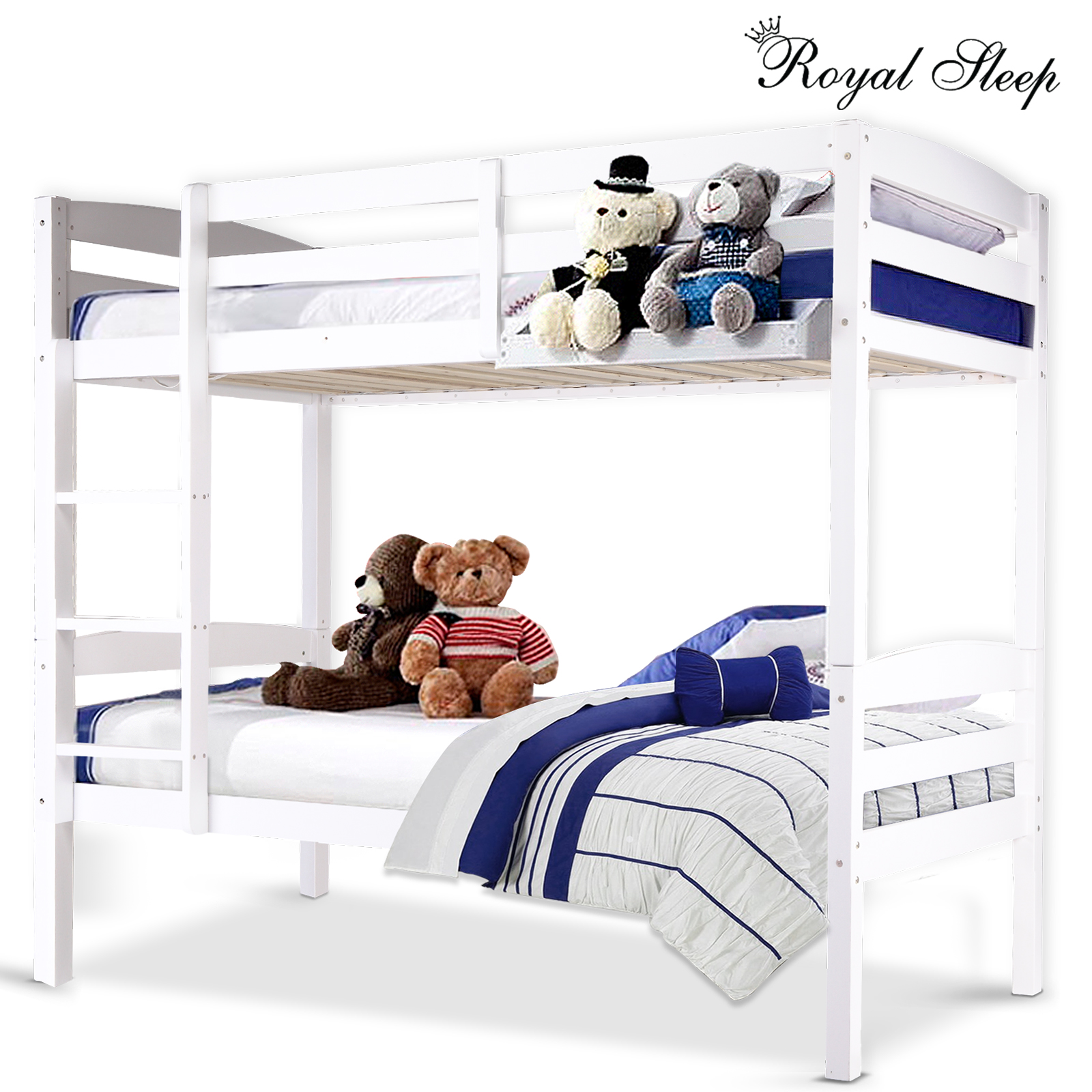 White Convertible Single Bunk Bed for Kids