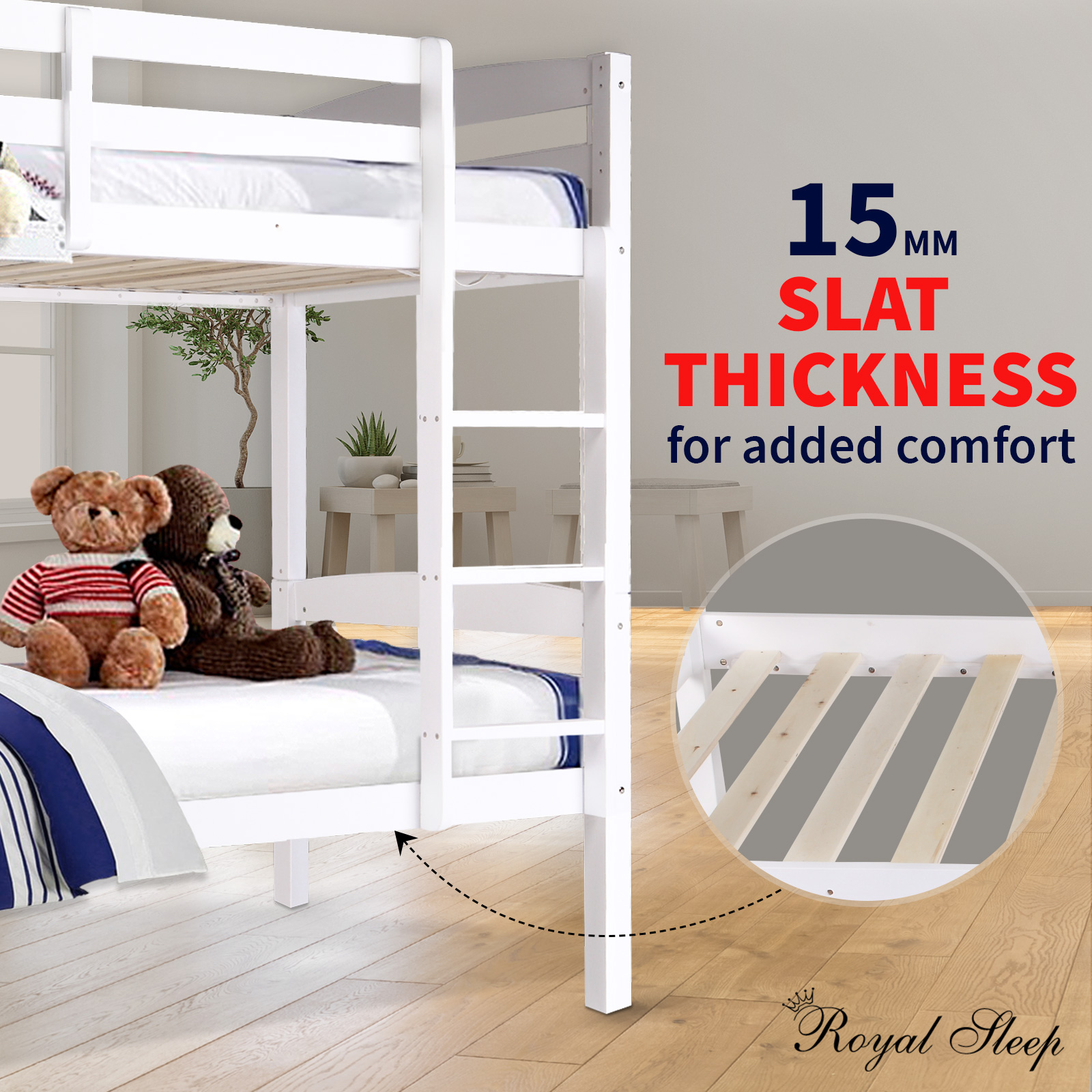 White Convertible Single Bunk Bed for Kids