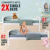 Bunk Bed w/ Trundle Solid Pine Frame Children Bedroom Kids Furniture