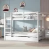 Bunk Bed w/ Trundle Solid Pine Frame Children Bedroom Kids Furniture