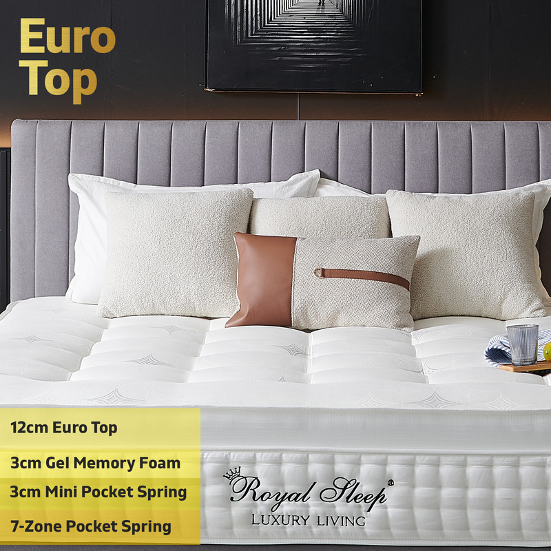 Mattress Medium Bed Euro Top 7 Zone Spring Gel Memory Foam