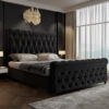 Alexandra Queen Bed Frame Velvet Solid Wooden Base Platform Black