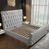 Alexandra Queen Bed Frame Velvet Solid Wooden Base Platform Grey