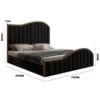 Stella Queen Bed Frame Velvet Solid Wooden Base Platform Black Gold