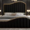 Paris Queen Bed Frame Velvet Gas Lift Storage Platform Mirror Black